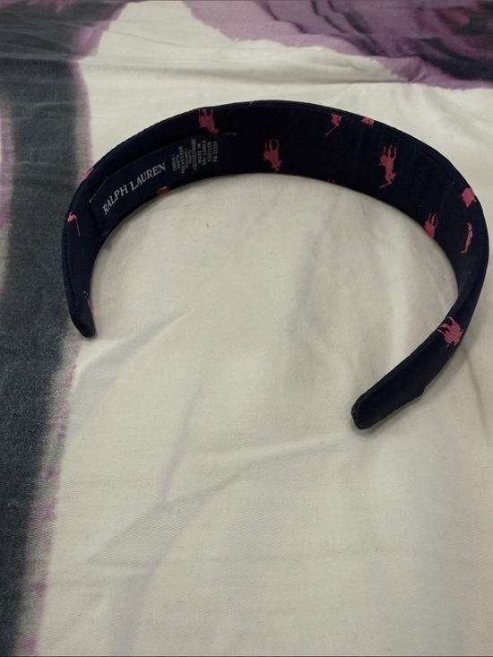 Ralph Lauren Navy Headband with Pink Polo Motif